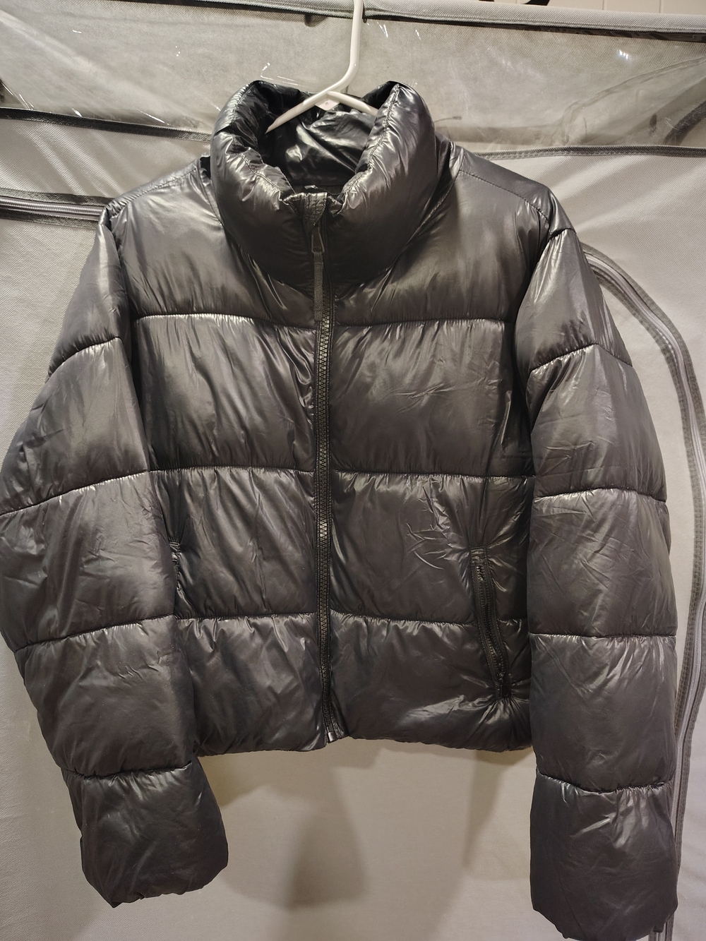 Old Navy Shiny Charcoal Black Puffer Jacket
